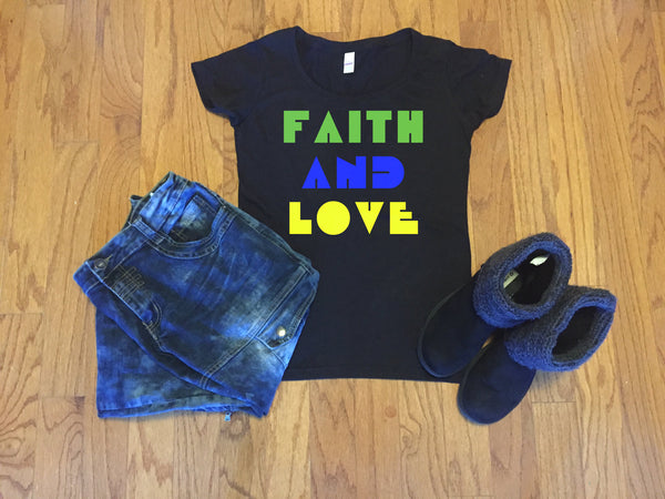 Faith and Love T-shirt - Peachy Brass