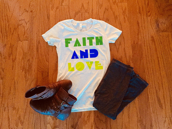 Faith and Love T-shirt - Peachy Brass