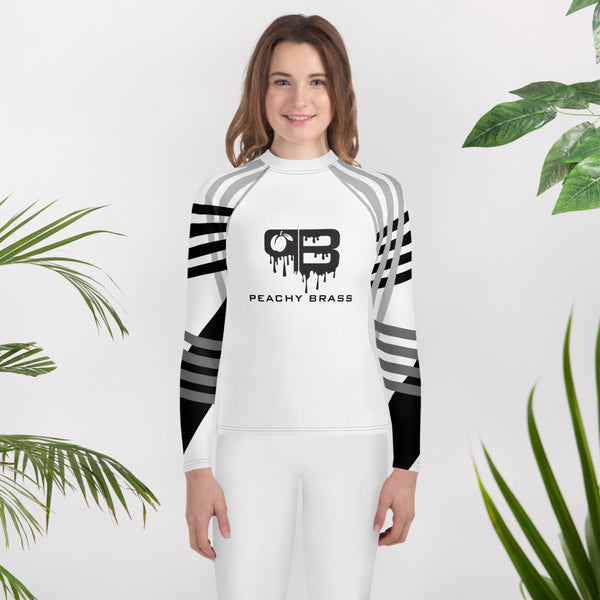 Peachy Brass Abstract Youth Rash Guard