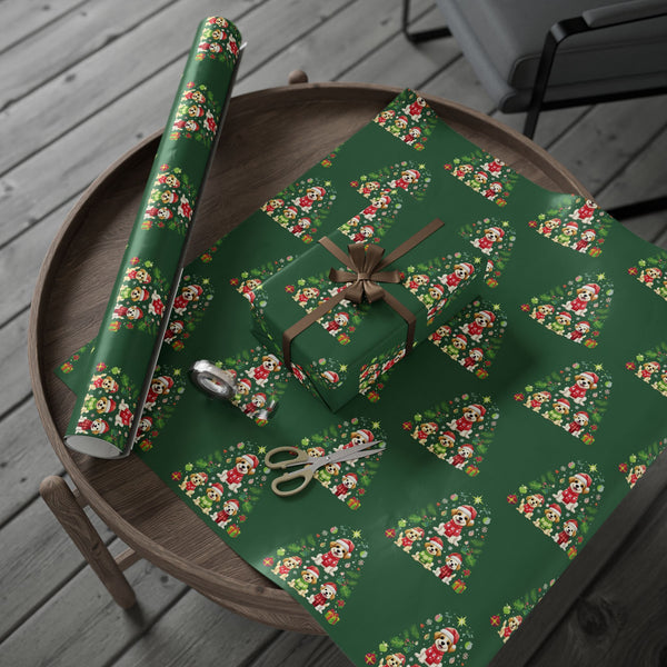 Jolly Dogs-Merry Christmas Wrapping Paper - Festive Dogs with Hats, Sweaters & Snowflakes!