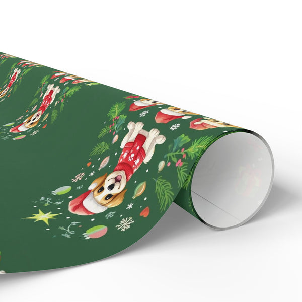 Jolly Dogs-Merry Christmas Wrapping Paper - Festive Dogs with Hats, Sweaters & Snowflakes!