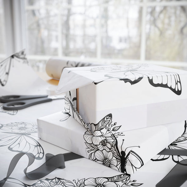 Whimsical Butterfly Coloring Wrapping Paper