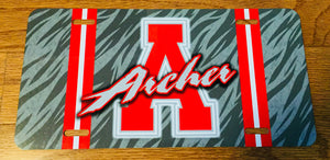 Archer Tigers License Plate - Peachy Brass