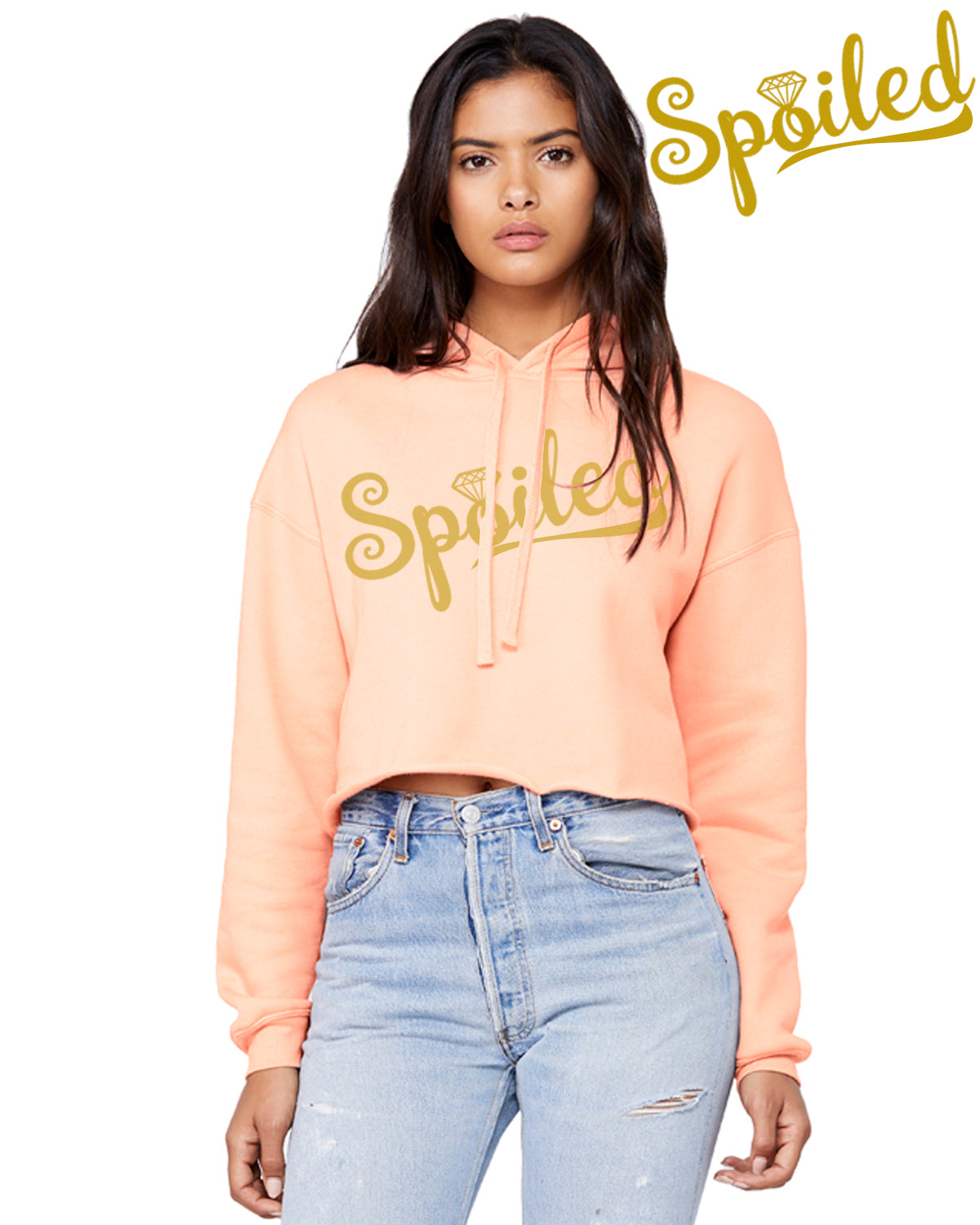 Spoiled Crop Top Hoodie - Peachy Brass