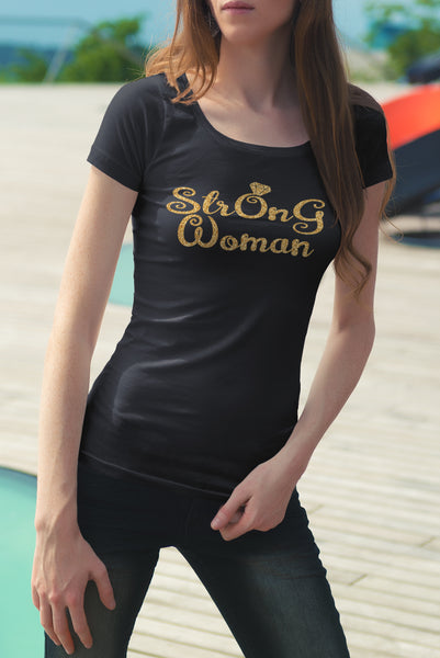 StrOnG Women Shirt (Glitter) - Peachy Brass