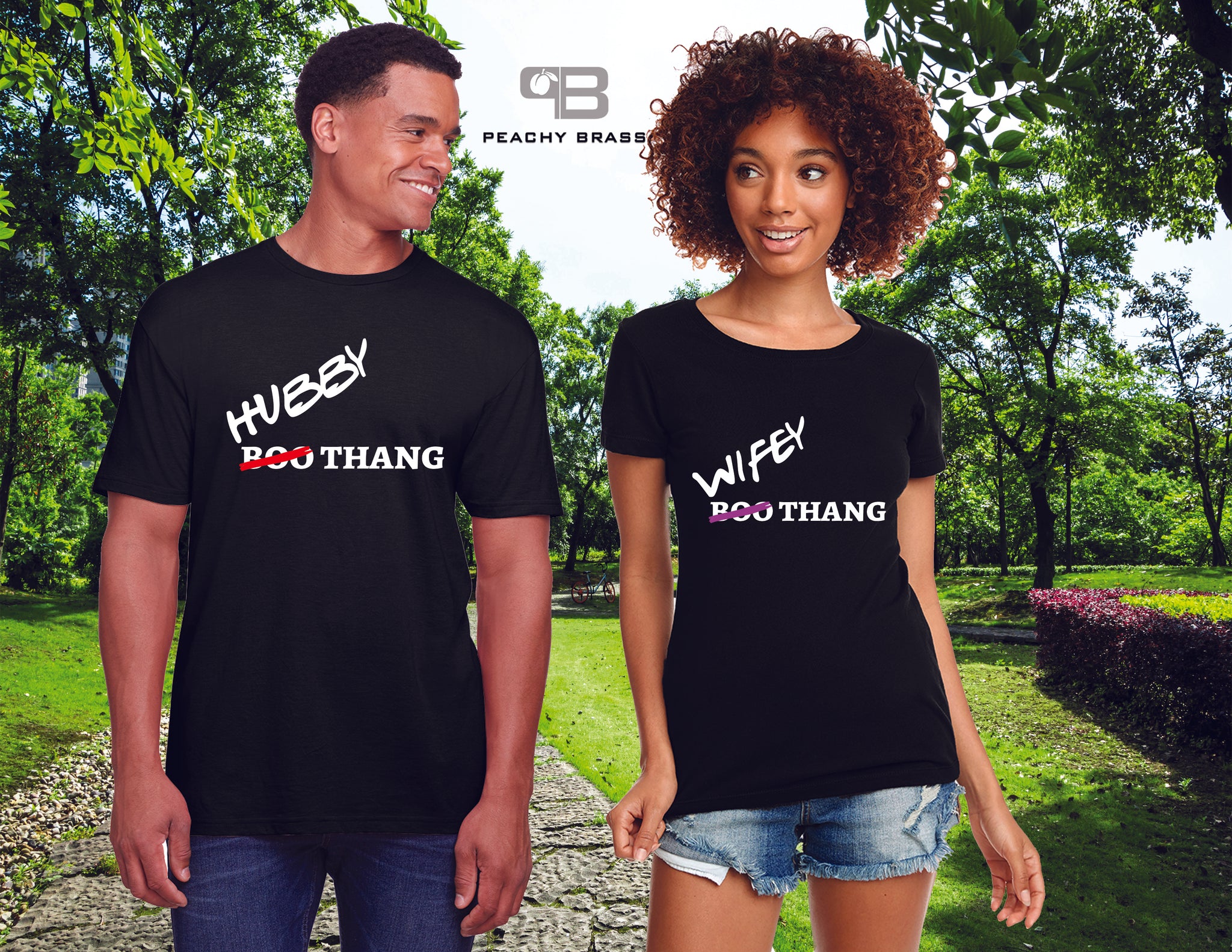 Boo (HUBBY WIFEY) Thang Couples Shirt - Peachy Brass