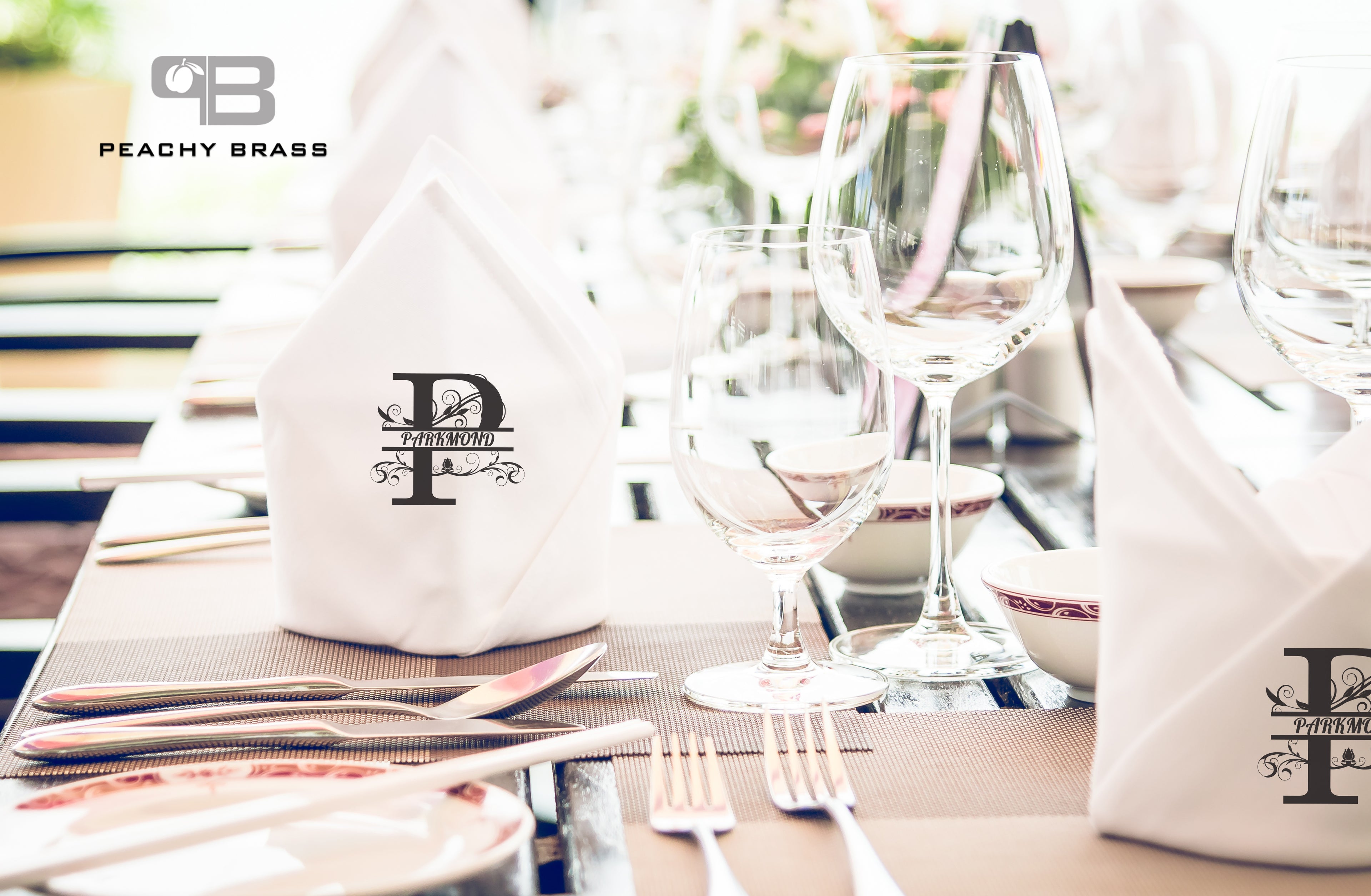 Personalized Cloth Napkins - Peachy Brass
