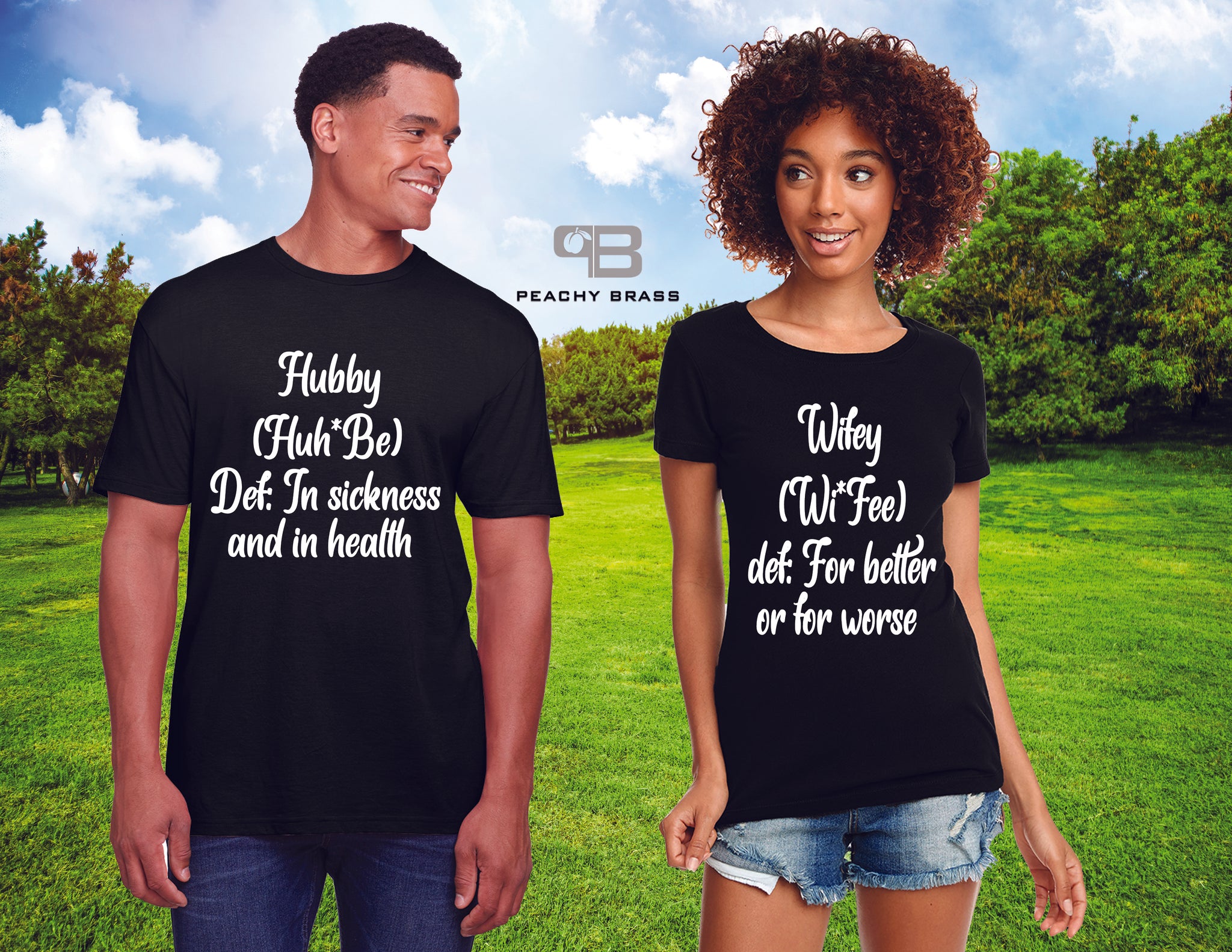 Hubby & Wifey Definition Couples Shirt - Peachy Brass