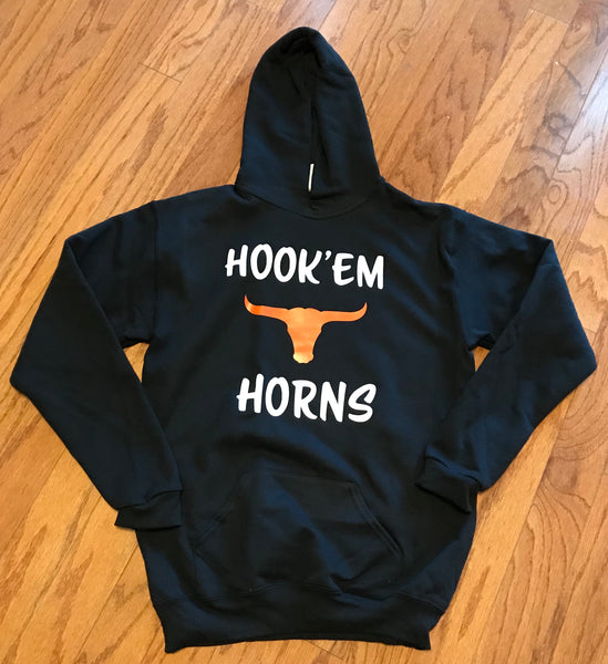 Hook’Em Horns Hoodie (Black) - Peachy Brass