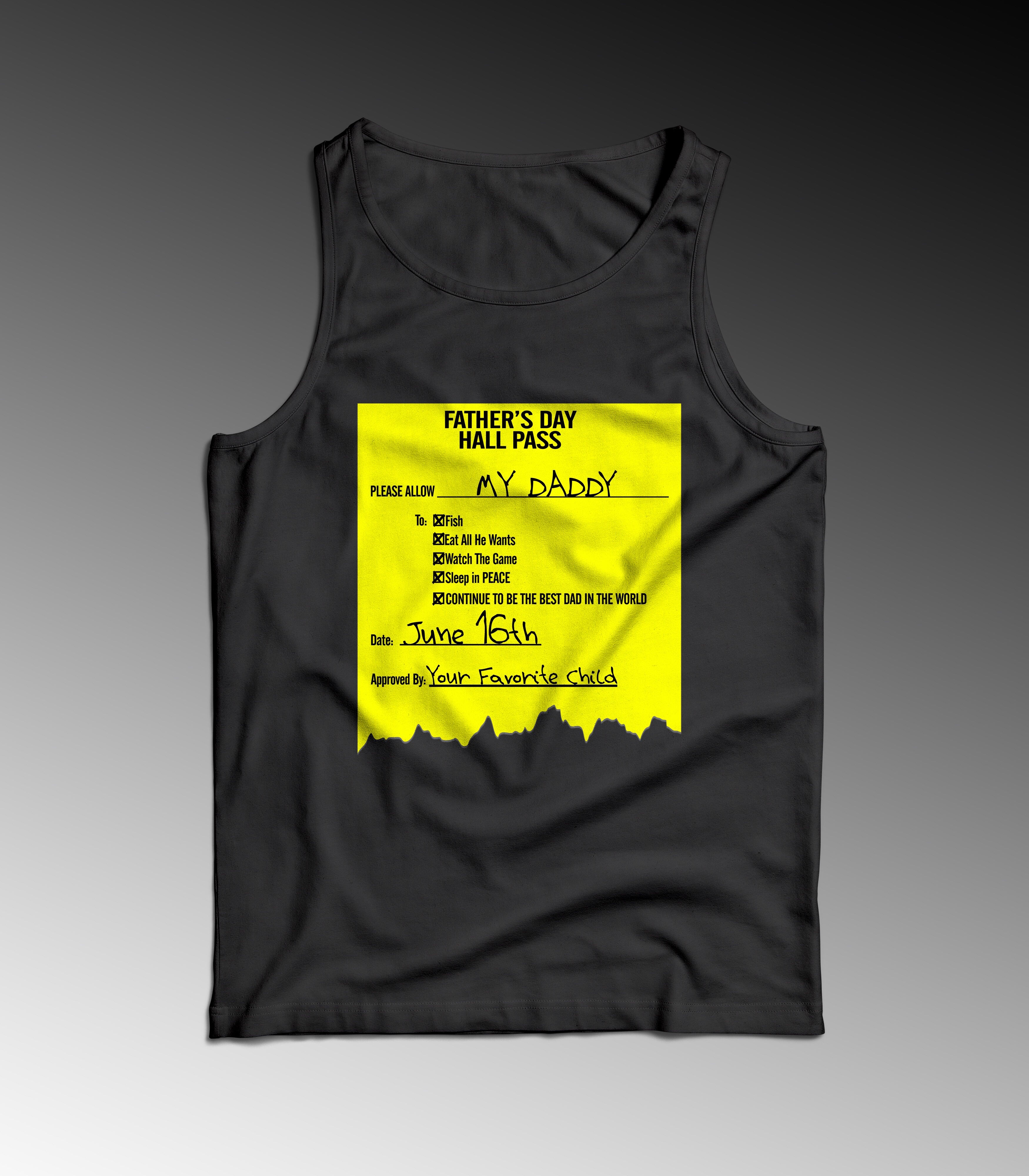 Father’s Day Hall Pass Muscle Tank Shirt - Peachy Brass