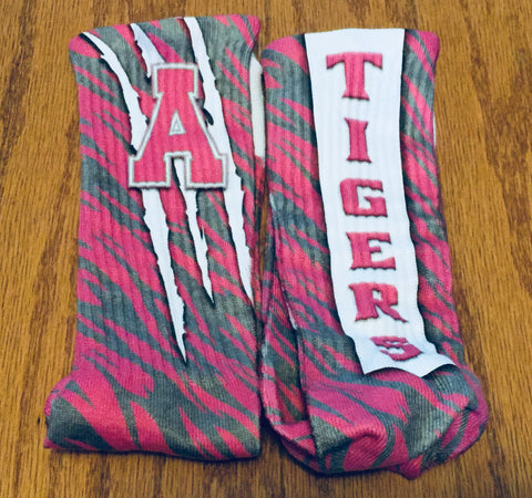Archer Tigers Pink Socks - Peachy Brass