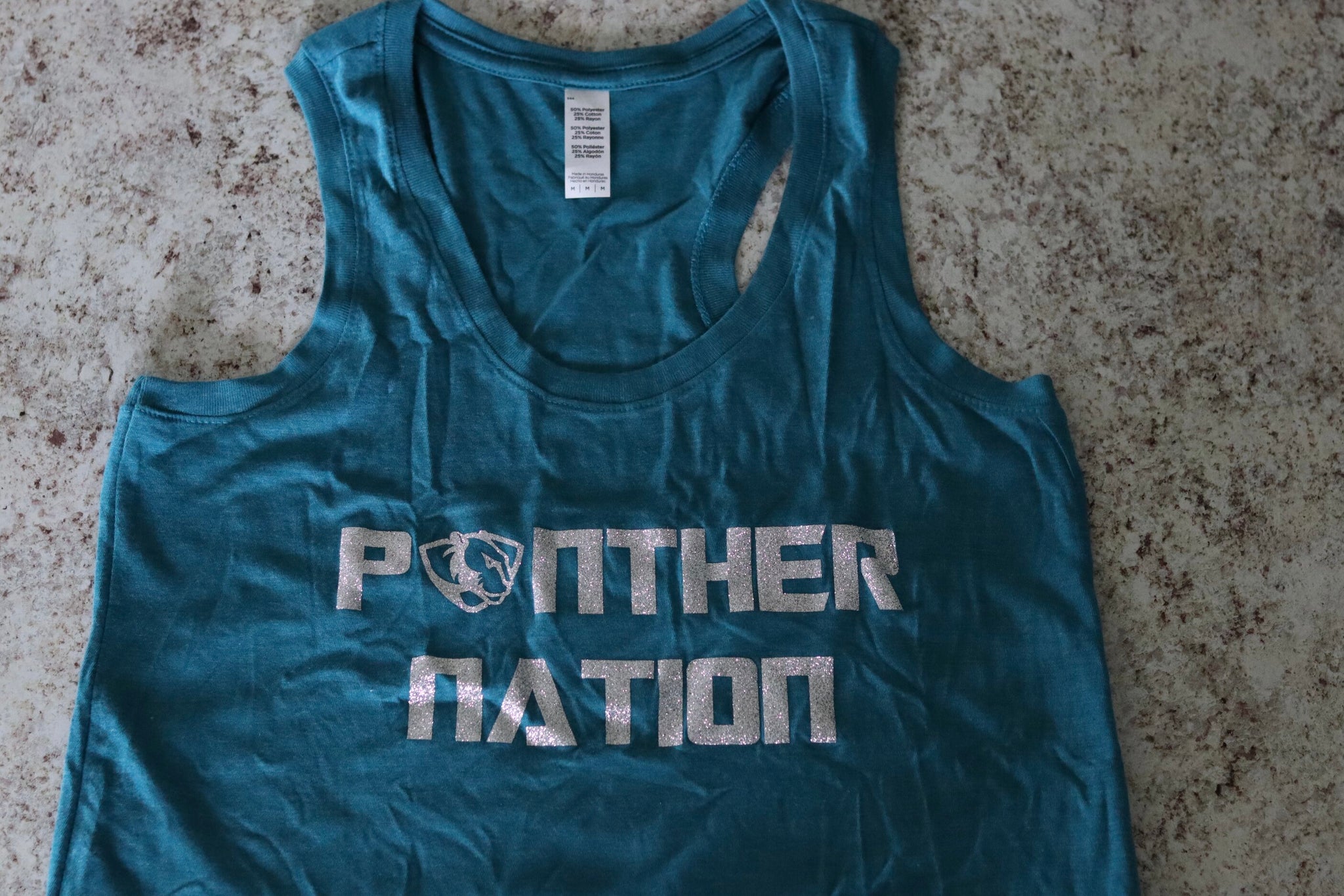 Panther Nation Racer Back Shirt (Glitter) - Peachy Brass
