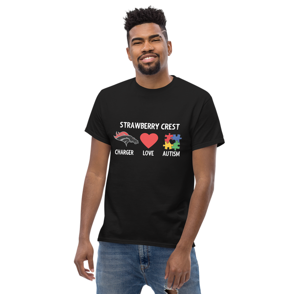 Strawberry Crest Chargers Love Autism Shirt