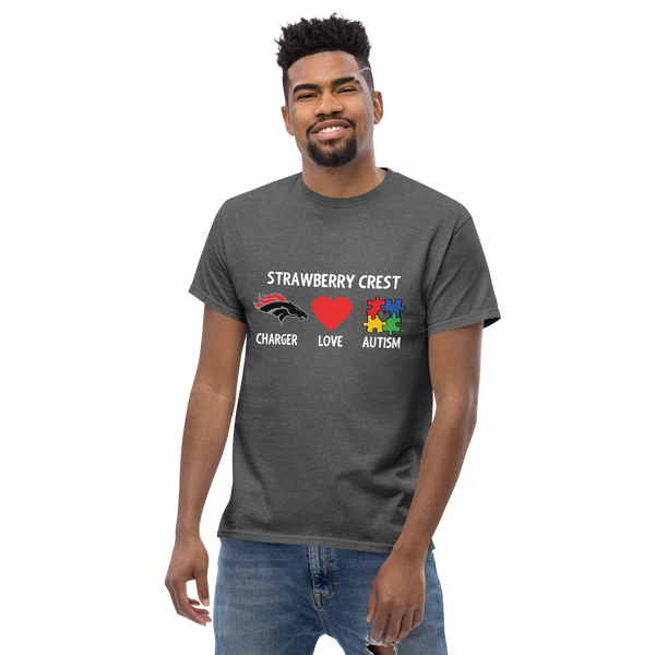 Strawberry Crest Chargers Love Autism Shirt