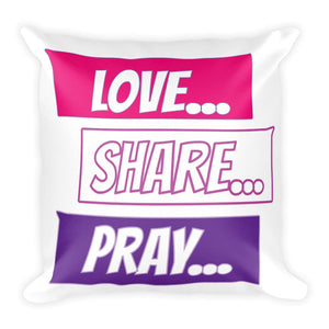 Love Share Pray Chat Pillow - Peachy Brass
